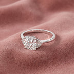 18K Trilogy Cushion Diamond Ring — AI cloth, in-house