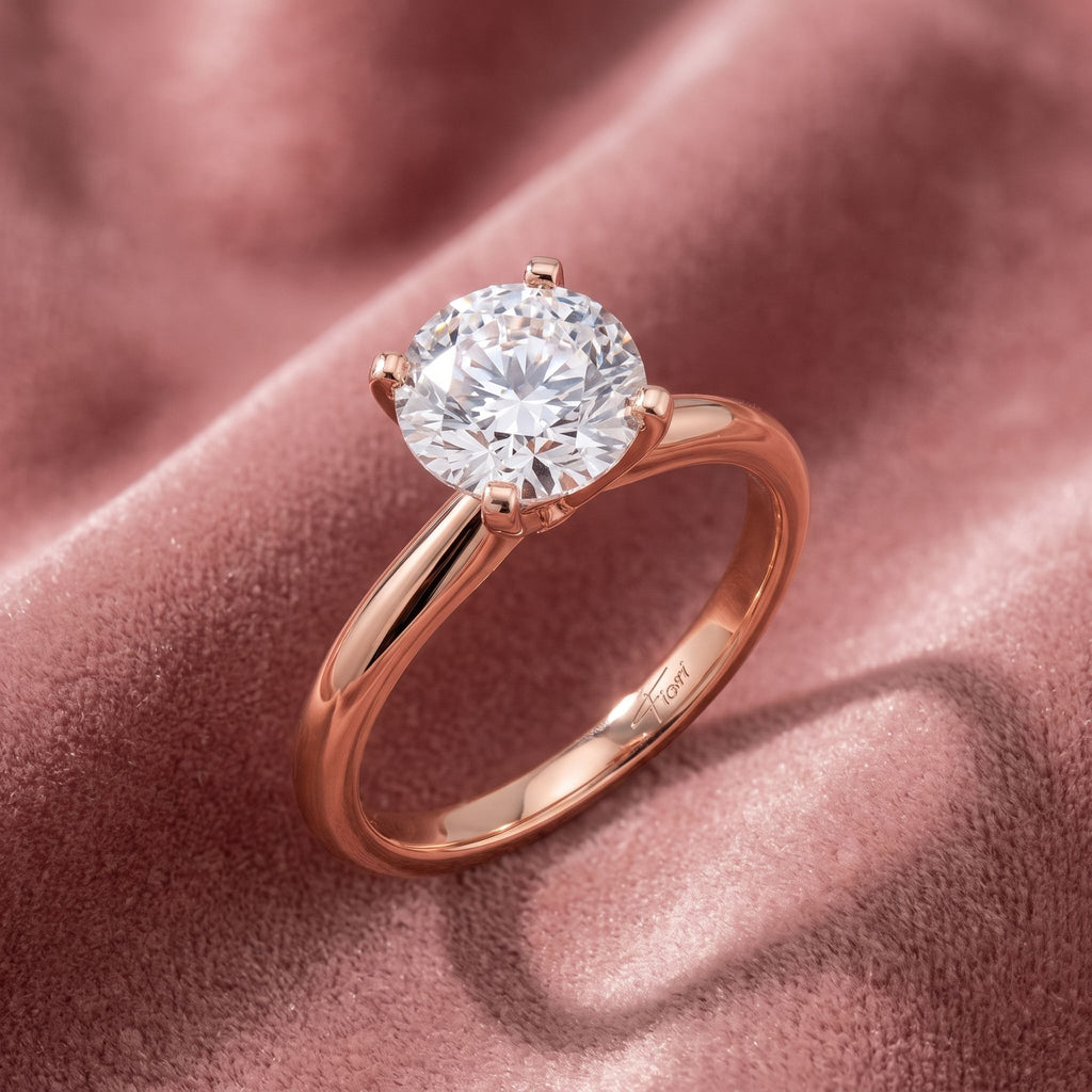 18K Round Diamond Solitaire Engagement Ring — AI cloth, in-house