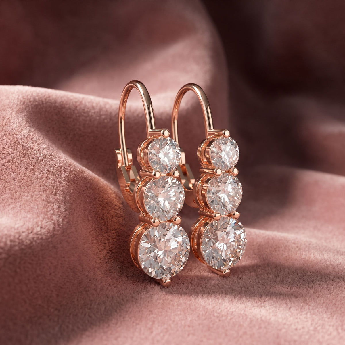 18K Diamond Drop Earrings — AI cloth, in-house