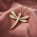 18K Dragonfly Diamond Pendant — AI cloth, in-house