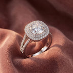 18K Halo Cushion Diamond Engagement Ring — AI cloth, in-house