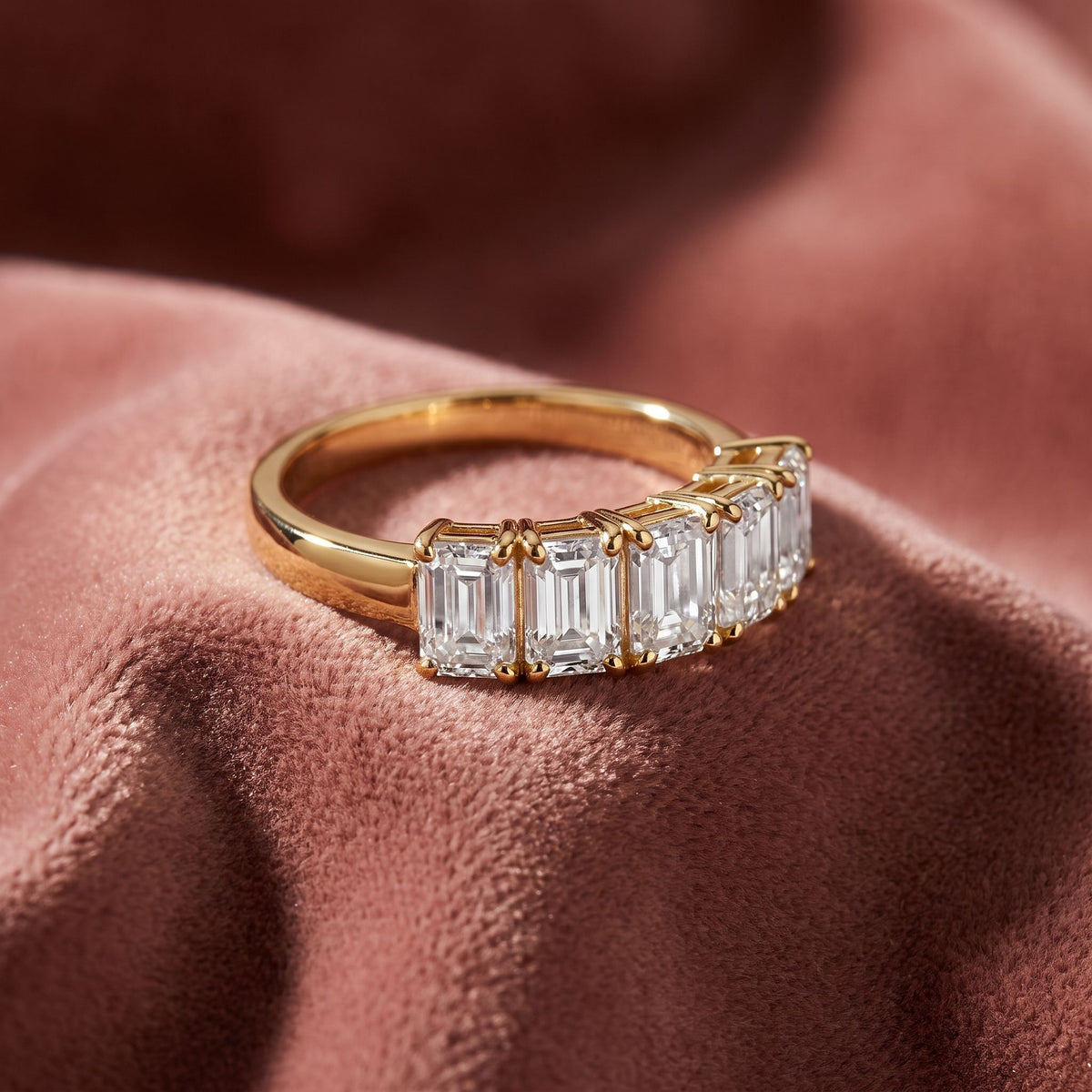 18K Solitaire Emerald Cut Diamond Ring — AI cloth, in-house
