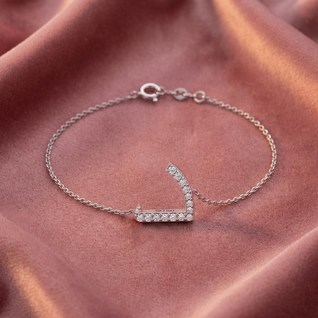 18K Arabic Alphabet Diamond Bracelet — AI cloth, in-house