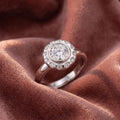 18K Halo Round Diamond Solitaire Ring — AI cloth, in-house