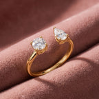 18K Bespoke Pear Diamond Open Ring — AI cloth, in-house