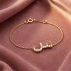 18K Arabic Alphabet Diamond Bracelet — AI cloth, in-house
