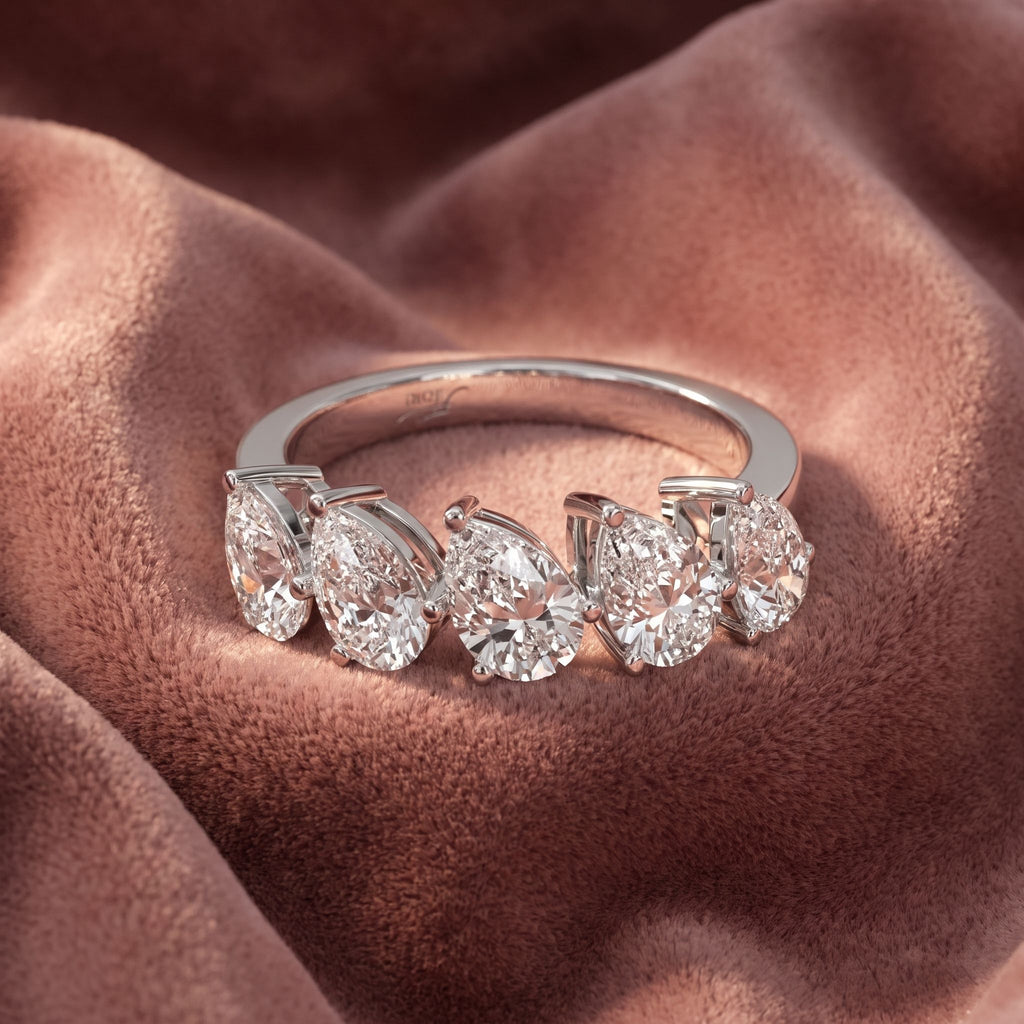 18K Pear Cluster Diamond Ring — AI cloth, in-house