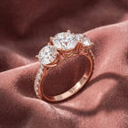 18K Trilogy Round Diamond Engagement Ring — AI cloth, in-house