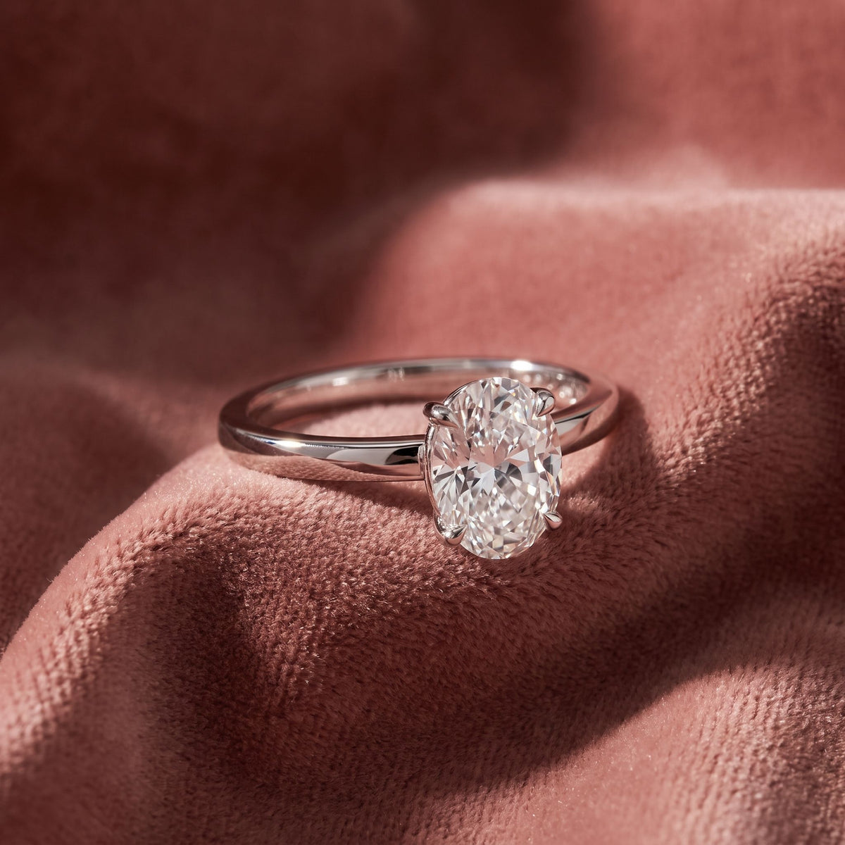 18K Solitaire Oval Diamond Engagement Ring — AI cloth, in-house