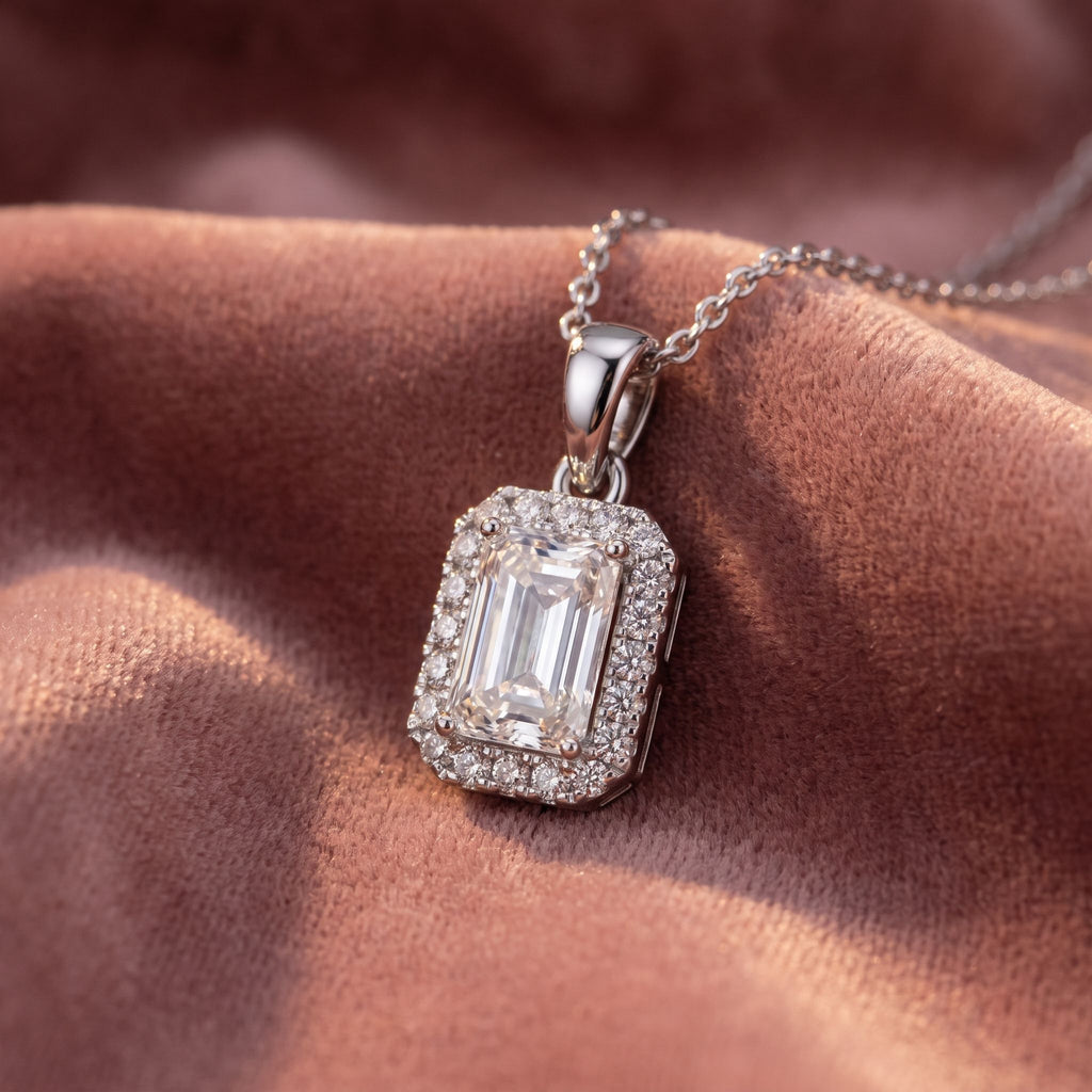 18K Halo Pink Diamond Pendant — AI cloth, in-house