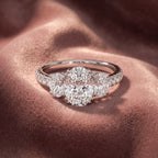 18K Trilogy Oval Diamond Engagement Ring — AI cloth, in-house