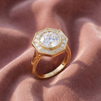18K Bespoke Round Diamond Halo Ring — AI cloth, in-house
