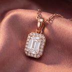 18K Halo Diamond Pendant — AI cloth, in-house