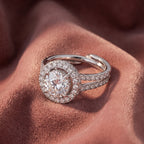 18K Halo Round Diamond Ring — AI cloth, in-house