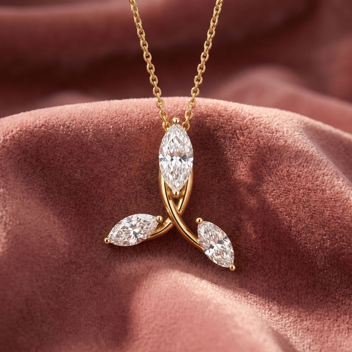 18K Floral Diamond Pendant — AI cloth, in-house