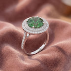 18K Halo Round Diamond Ring — AI cloth, in-house