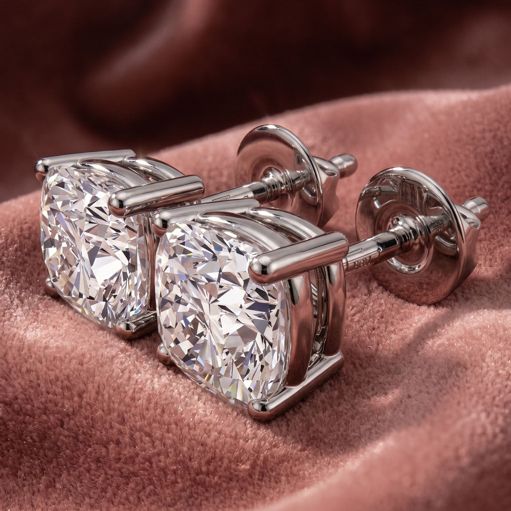18K Solitaire Round Diamond Earrings — AI cloth, in-house