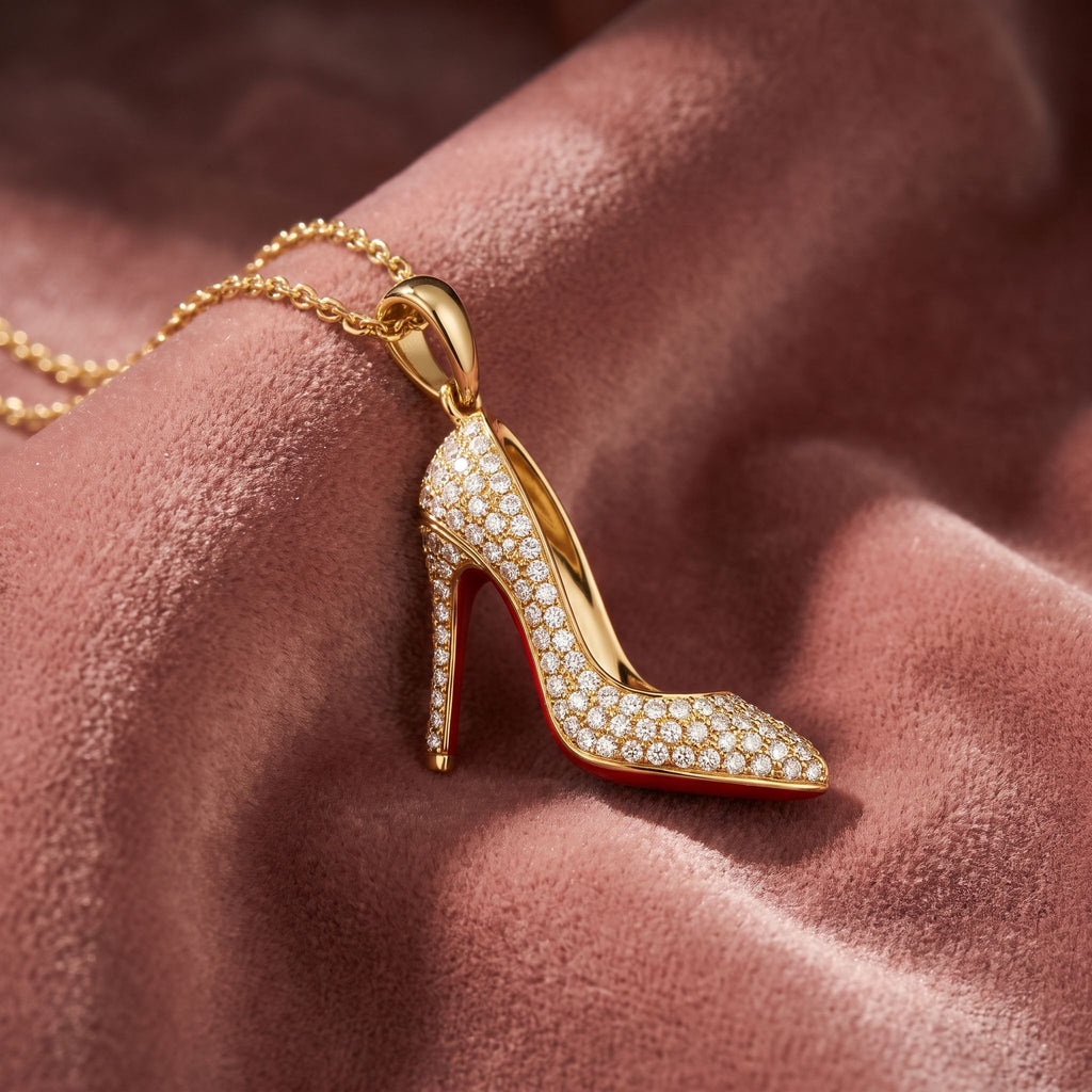 18K Stiletto Pave Diamond Pendant — AI cloth, in-house