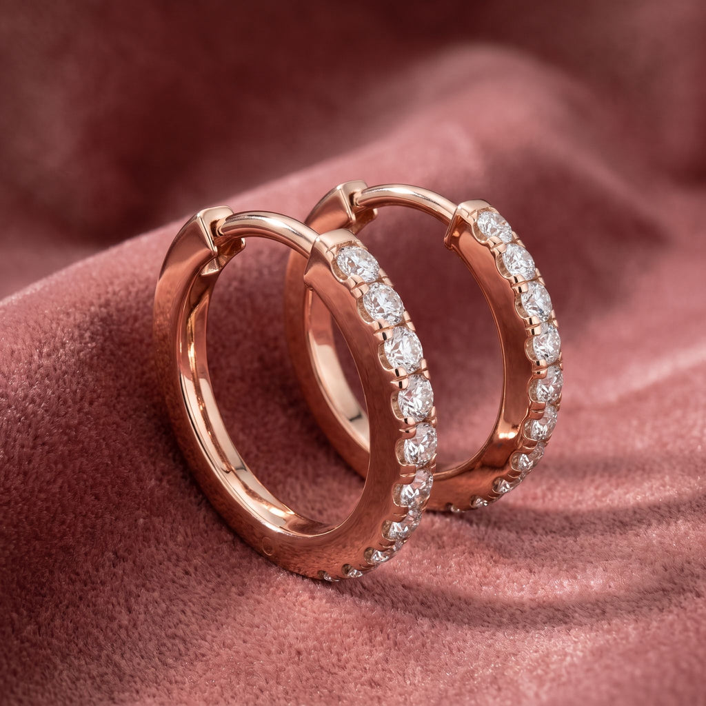 18K Diamond Hoop Earrings — AI cloth, in-house