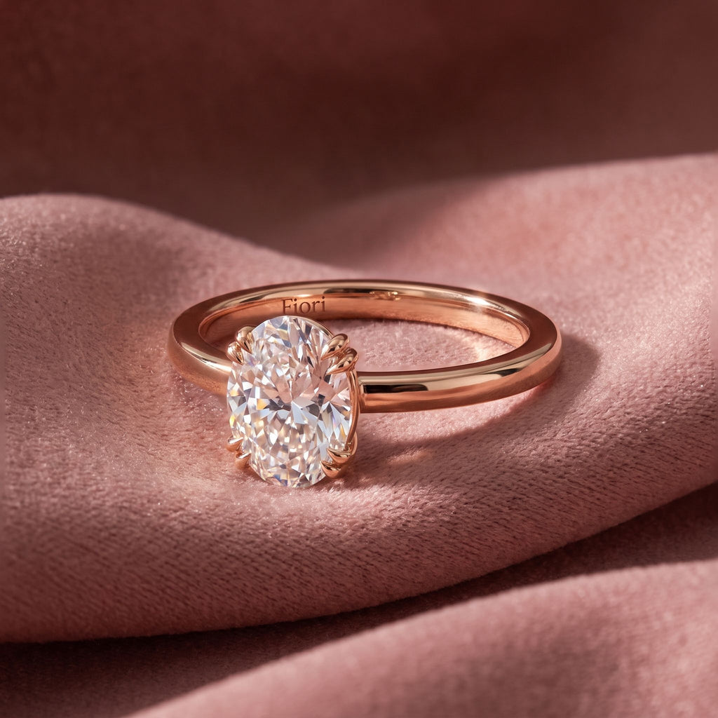 14K Solitaire Oval Diamond Ring — AI cloth, in-house
