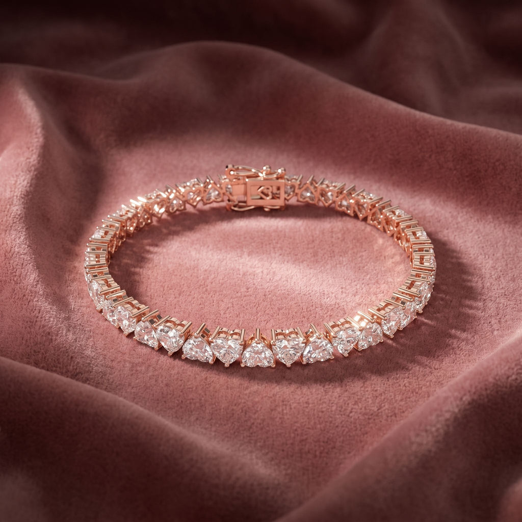 18K Heart Diamond Bracelet — AI cloth, in-house
