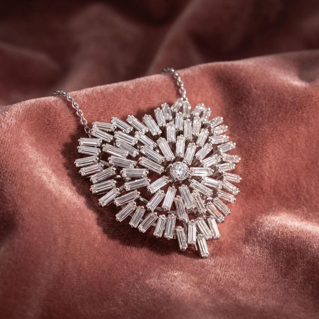 18K Heart Lab Grown Diamond Pendant — AI cloth, in-house