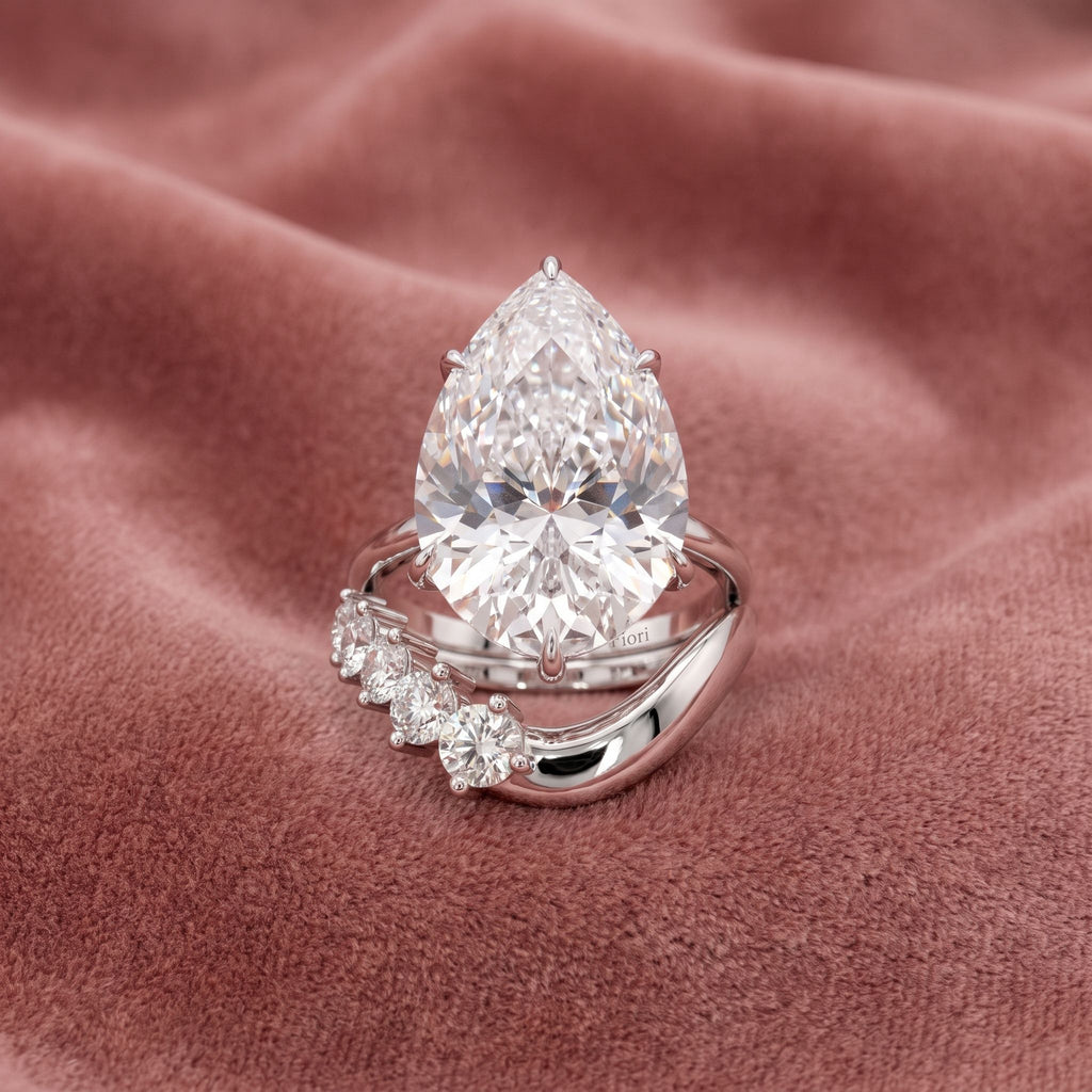 18K Pear Solitaire Diamond Engagement Ring — AI cloth, in-house