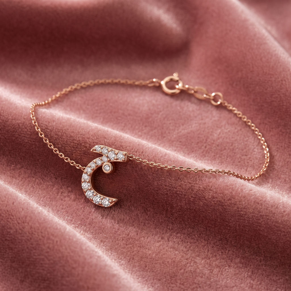 18K Arabic Alphabet Diamond Bracelet — AI cloth, in-house