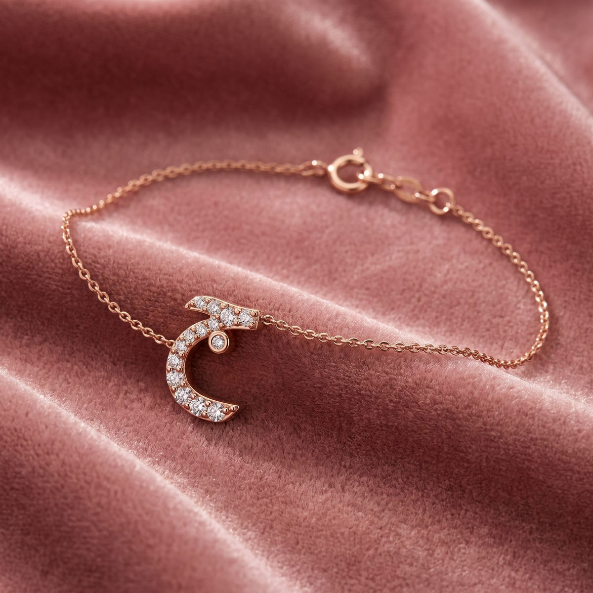 18K Arabic Alphabet Diamond Bracelet — AI cloth, in-house