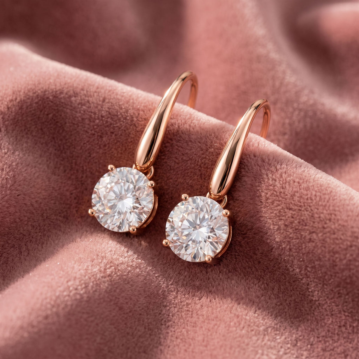 18K Round Diamond Drop Earrings — AI cloth, in-house