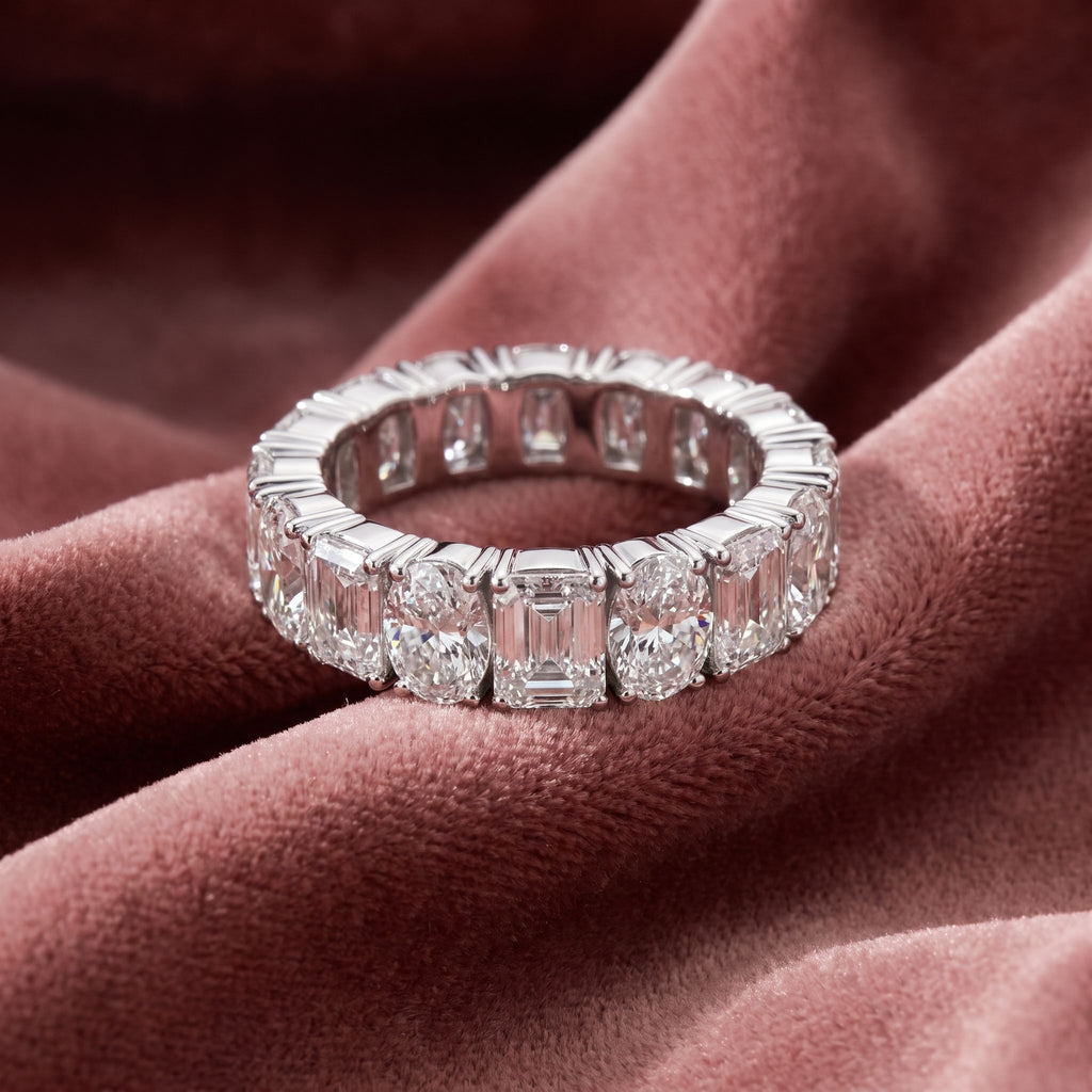 18K Full Eternity Emerald Cut Diamond Ring — AI cloth, in-house