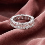 18K Full Eternity Emerald Cut Diamond Ring — AI cloth, in-house