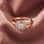 18K Halo Round Diamond Solitaire Ring — AI cloth, in-house