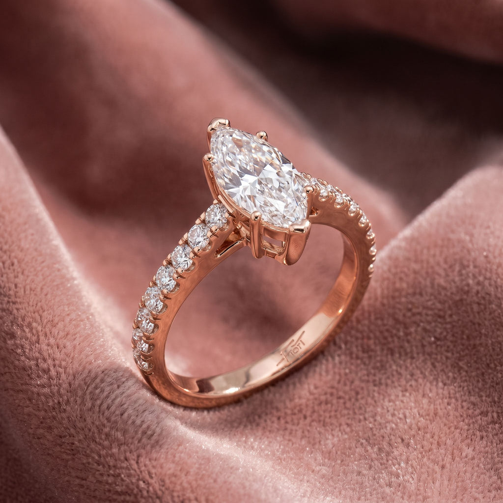 18K Marquise Diamond Solitaire Engagement Ring — AI cloth, in-house