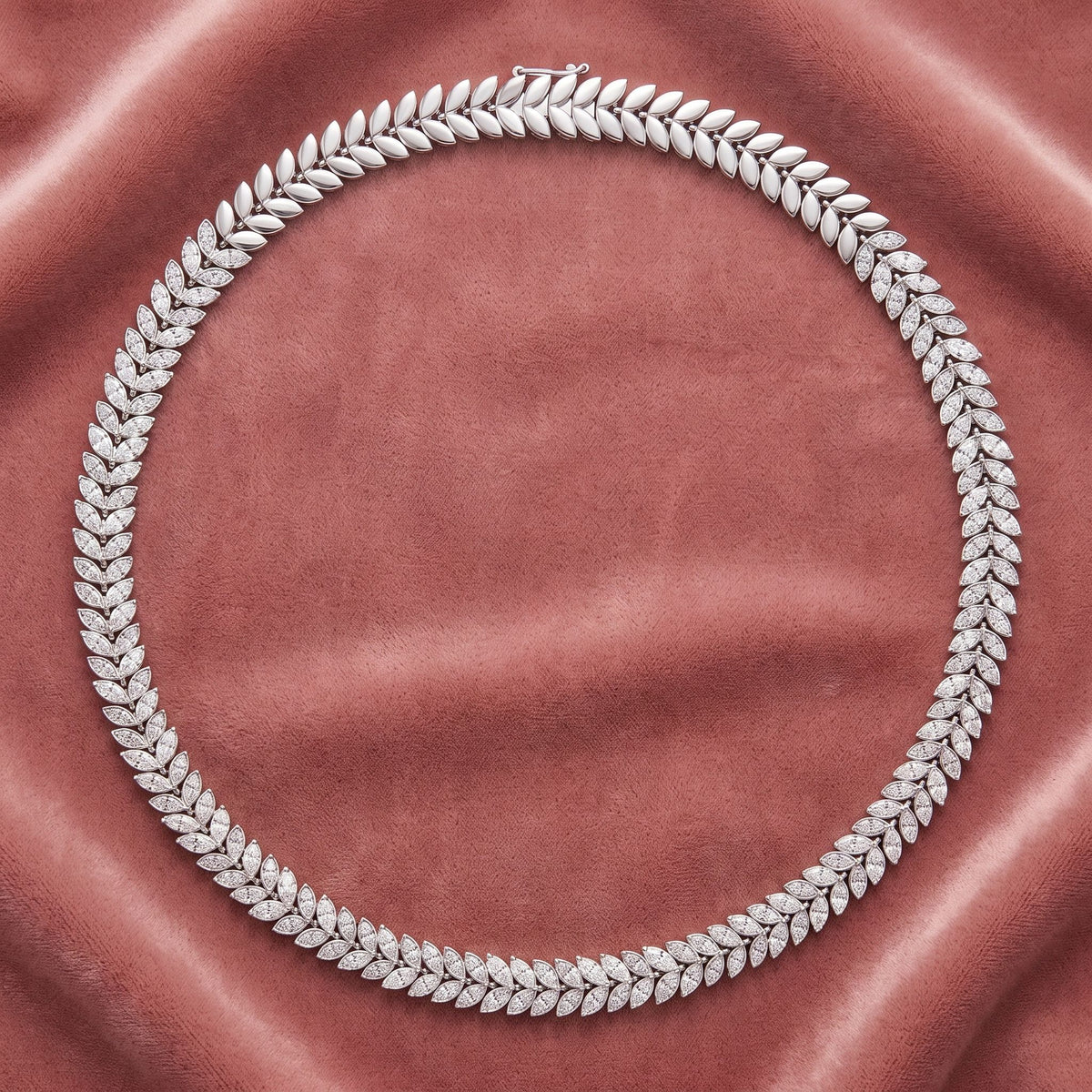 18K Oval Diamond Necklace — AI cloth, in-house
