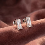 18K Baguette Solitaire Diamond Earrings — AI cloth, in-house