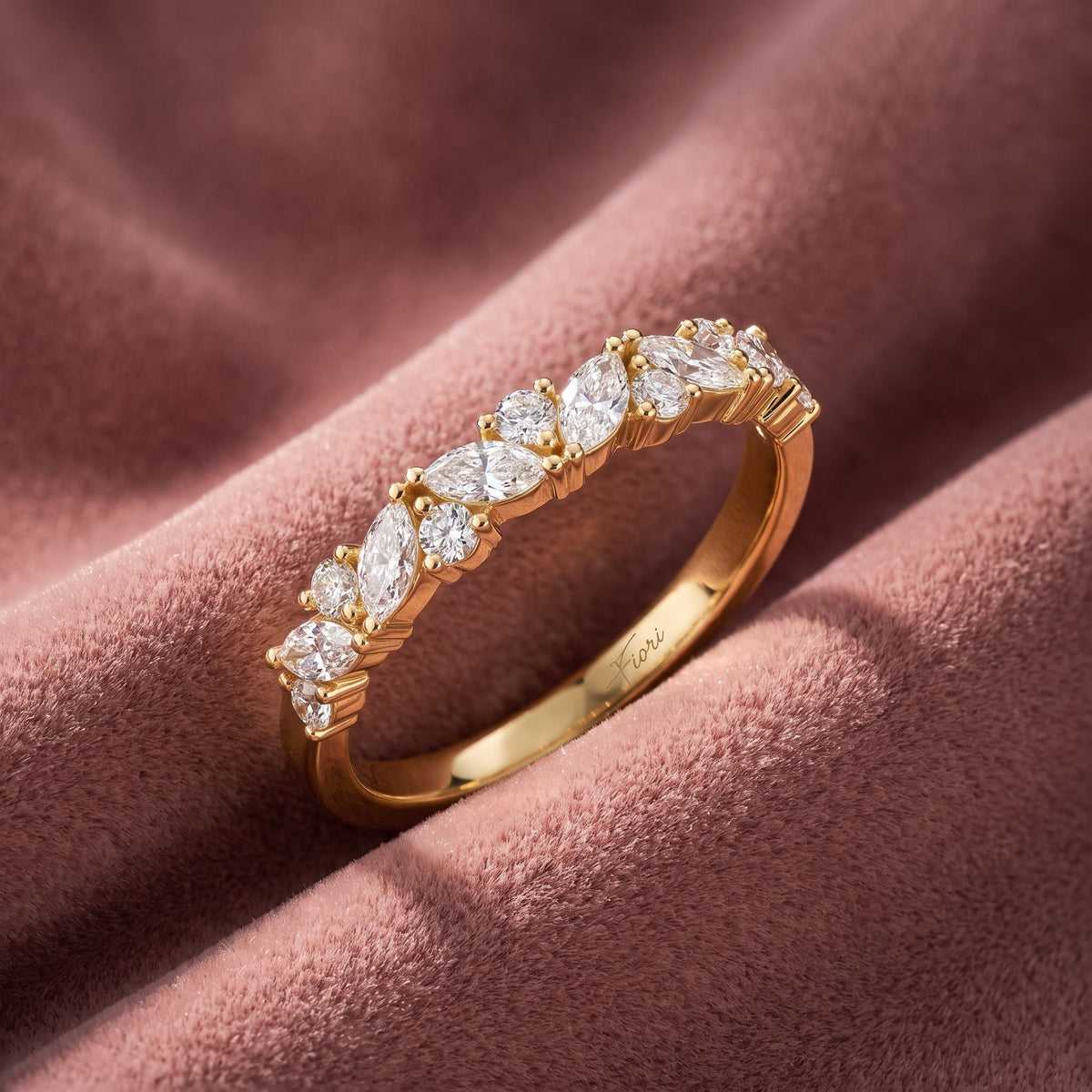 18K Eternity Round Marquise Diamond Ring — AI cloth, in-house