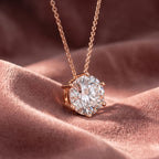 18K Round Solitaire Diamond Pendant — AI cloth, in-house