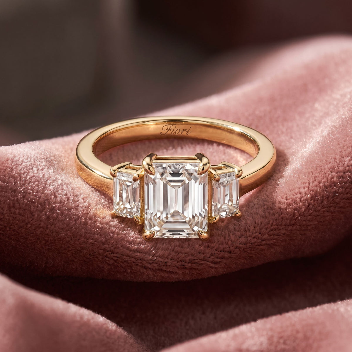 18K Trilogy Diamond Engagement Ring — AI cloth, in-house