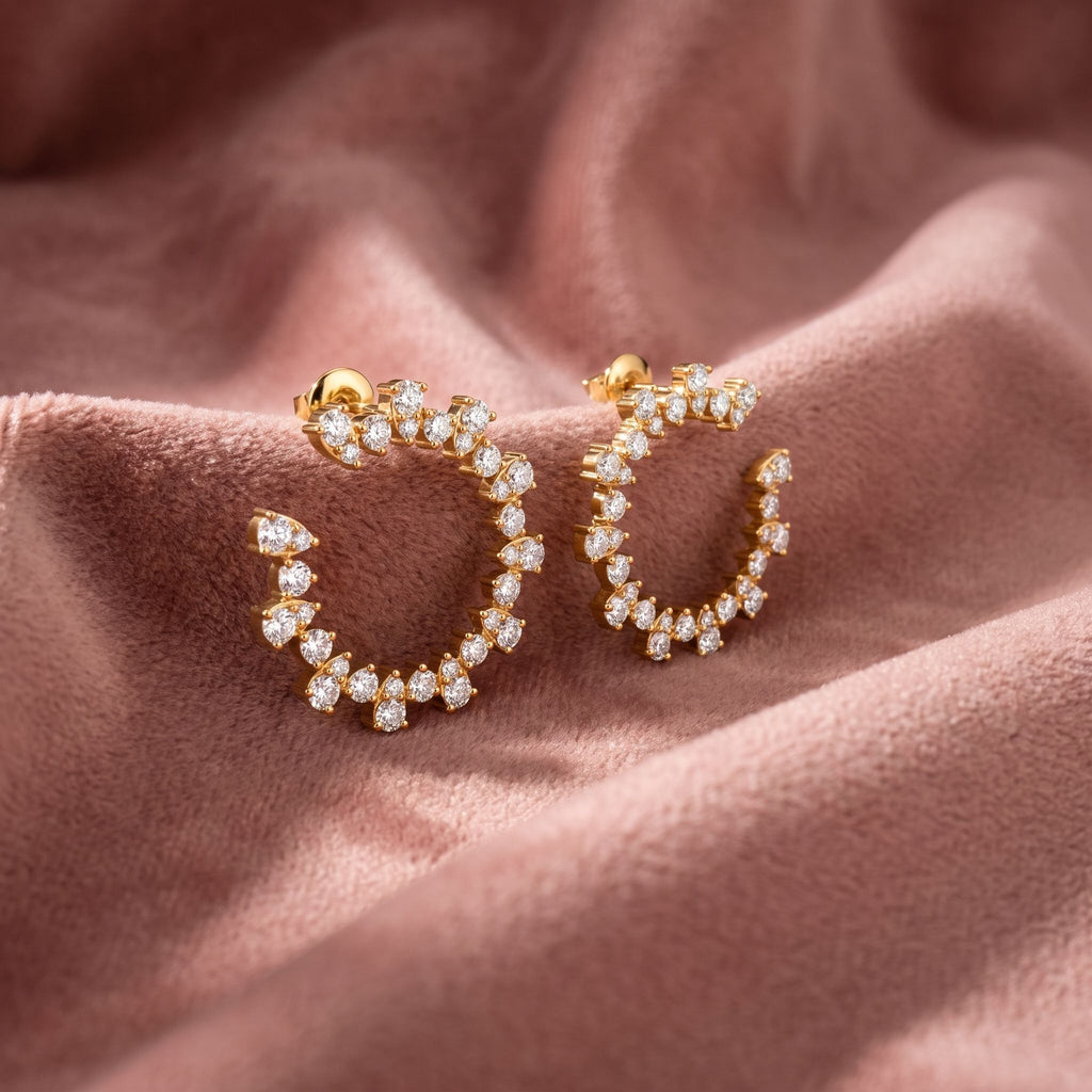 18K Bespoke Pear Diamond Hoop Earrings — AI cloth, in-house