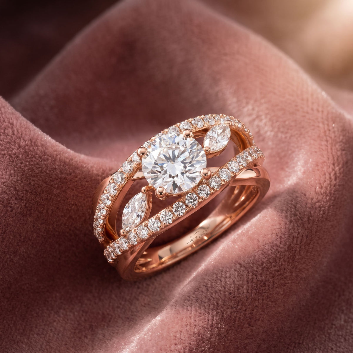 18K Bespoke Round Diamond Ring — AI cloth, in-house