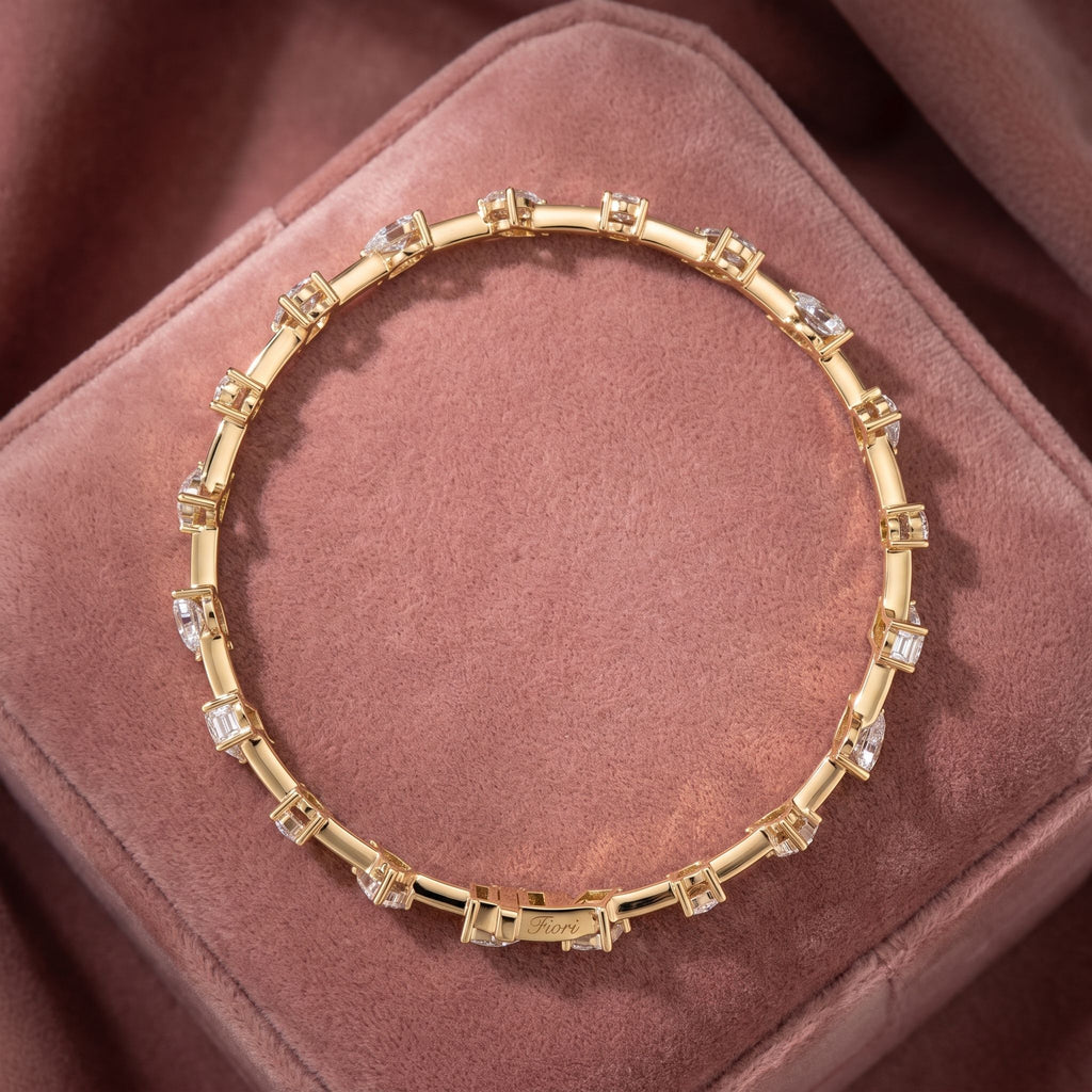 18K Mixed-Cut Diamond Bracelet — AI cloth, in-house