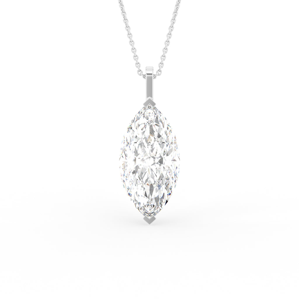 6.19ct Lab Grown Diamond 18K Gold Marquise Solitaire Pendant Necklace Fine Jew