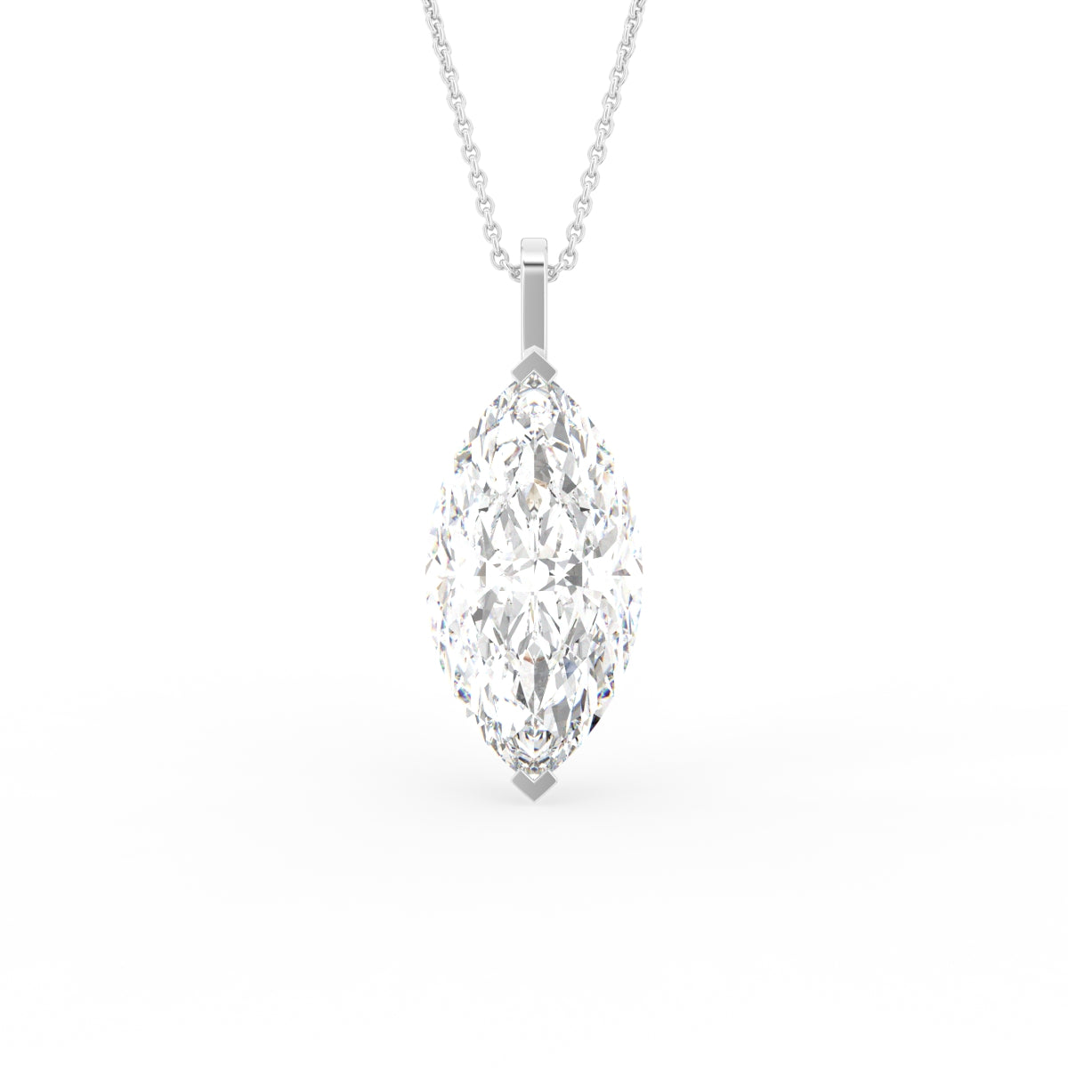 6.19ct Lab Grown Diamond 18K Gold Marquise Solitaire Pendant Necklace Fine Jew