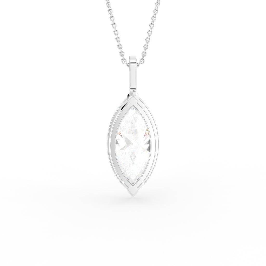 6.19ct Lab Grown Diamond 18K Gold Marquise Solitaire Pendant Necklace Fine Jew