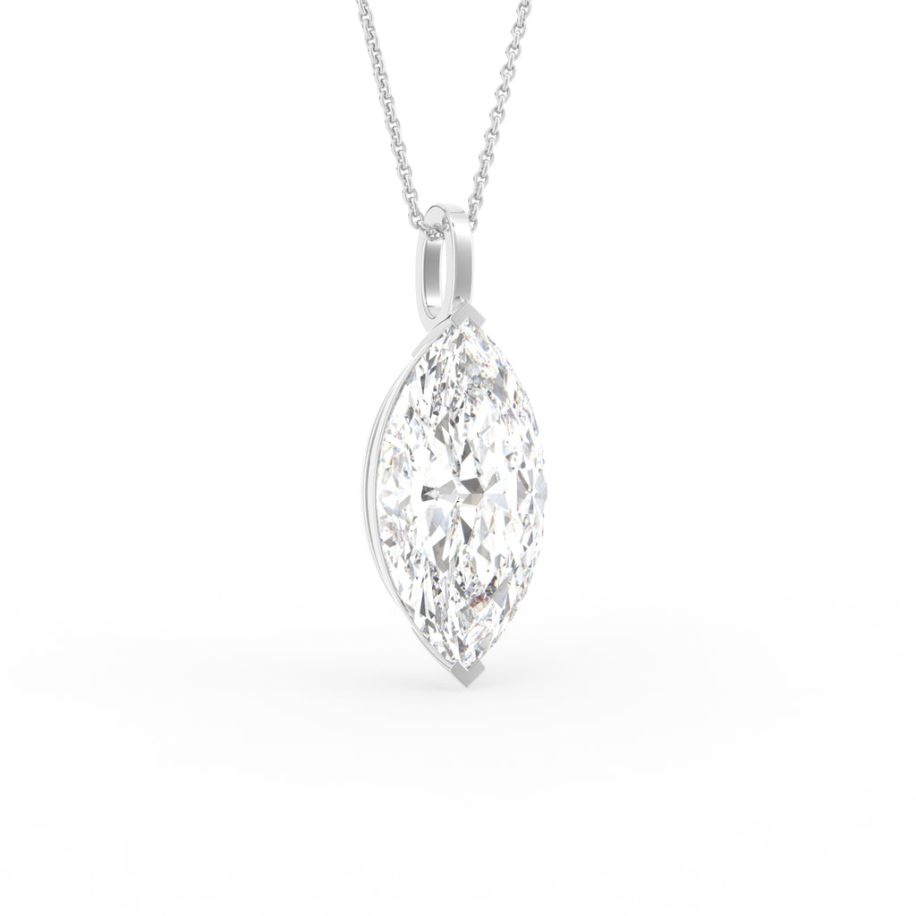 6.19ct Lab Grown Diamond 18K Gold Marquise Solitaire Pendant Necklace Fine Jew