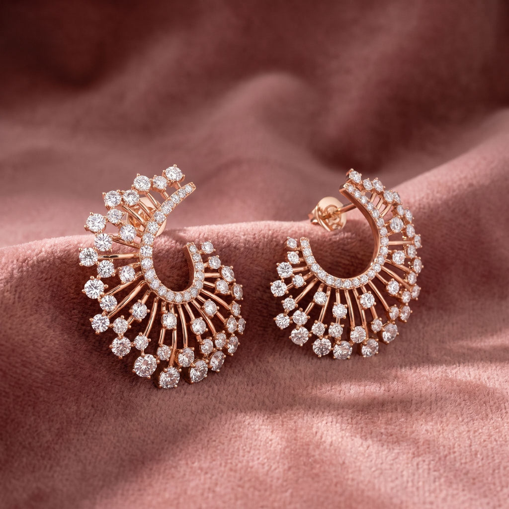 18K Fan Bespoke Diamond Earrings — AI cloth, in-house