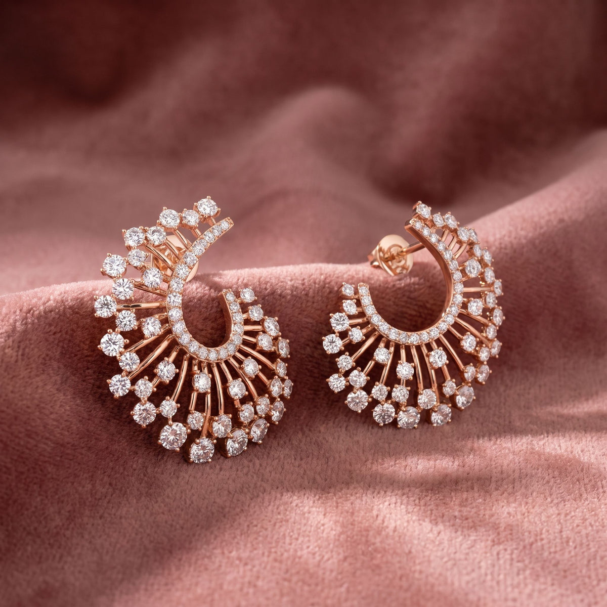 18K Fan Bespoke Diamond Earrings — AI cloth, in-house