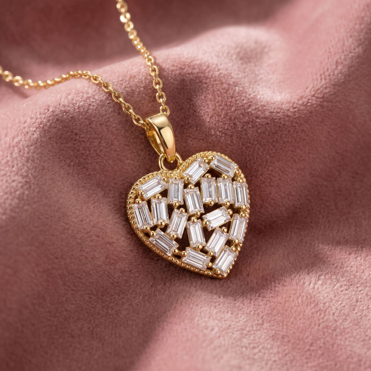 18K Heart Diamond Pendant — AI cloth, in-house