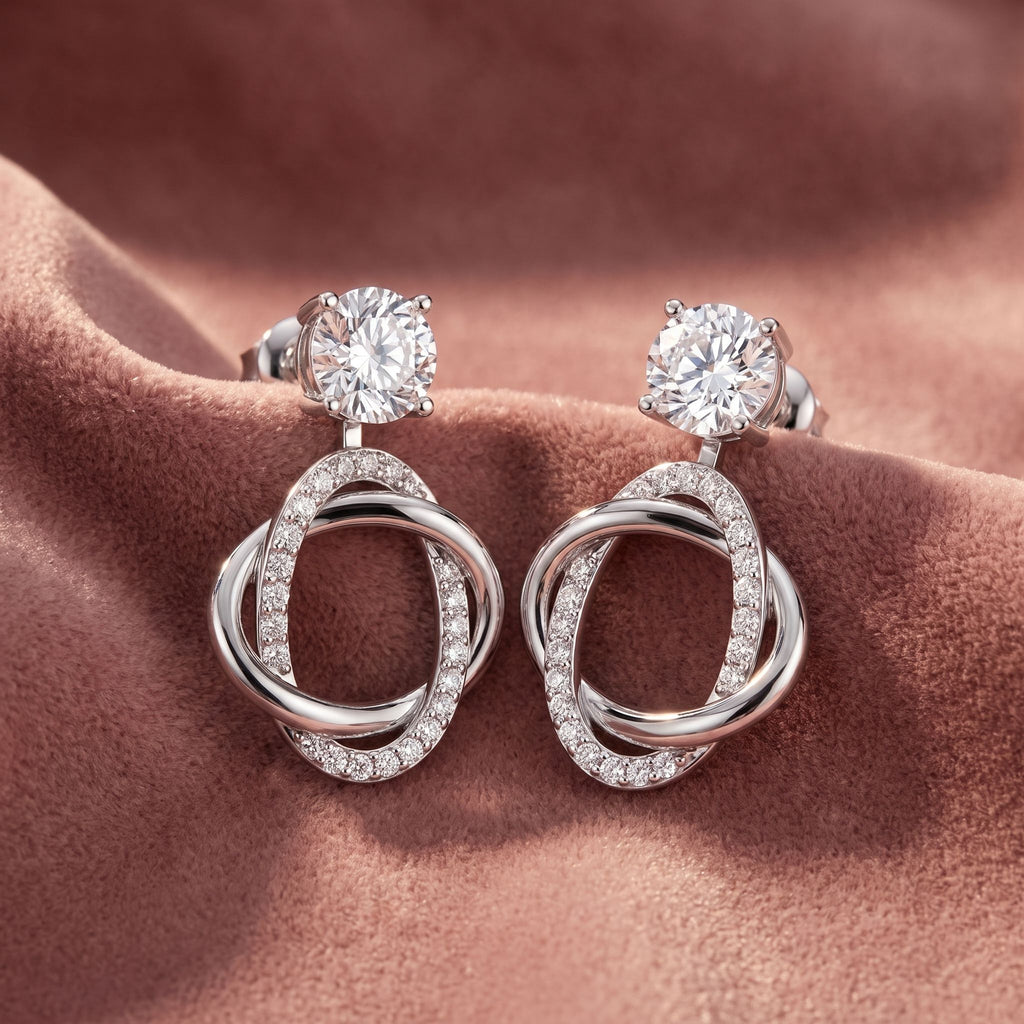 18K Round Diamond Drop Earrings — AI cloth, in-house